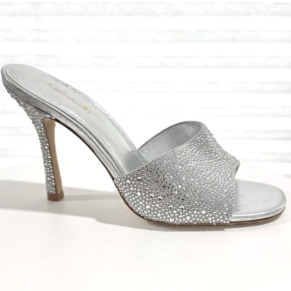 🌹LARROUDE🌹 Colette Crystal Mule In Gray Suede Size: 6.5 - Picture 5 of 13